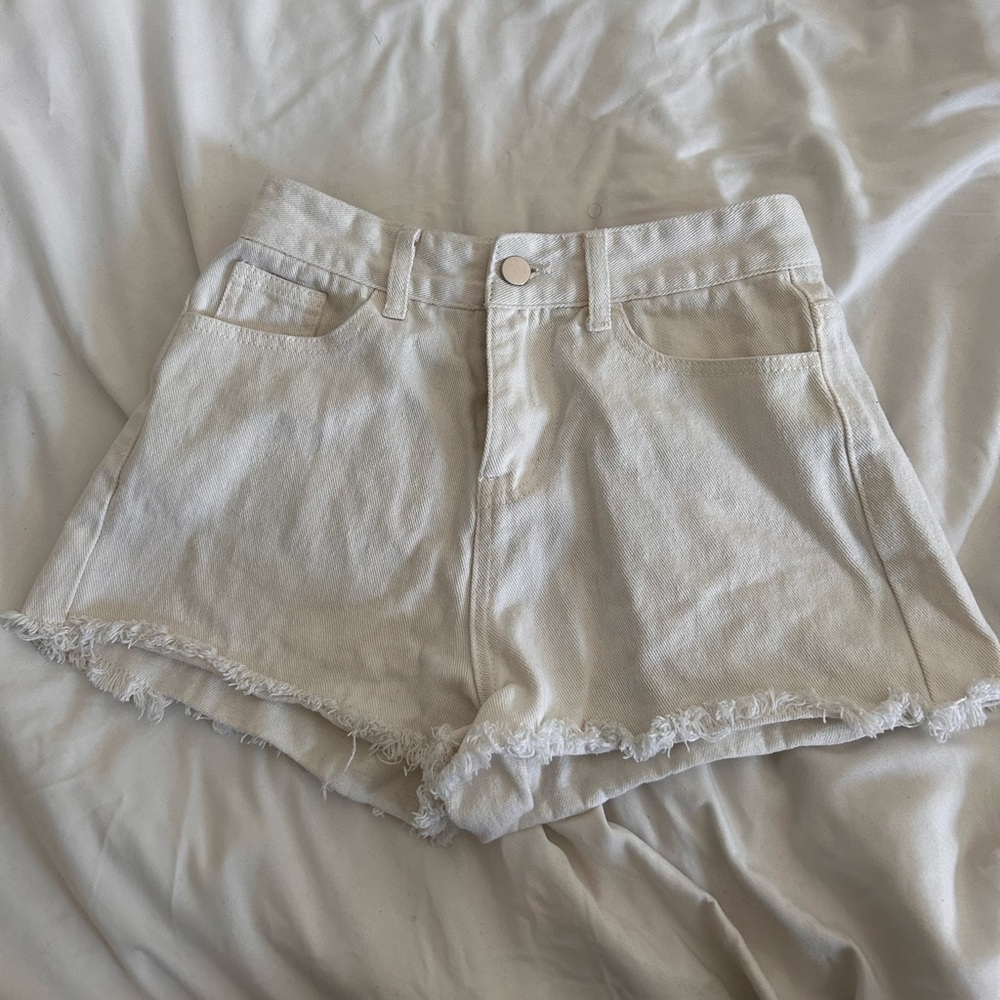 Princess Polly White Jean Shorts